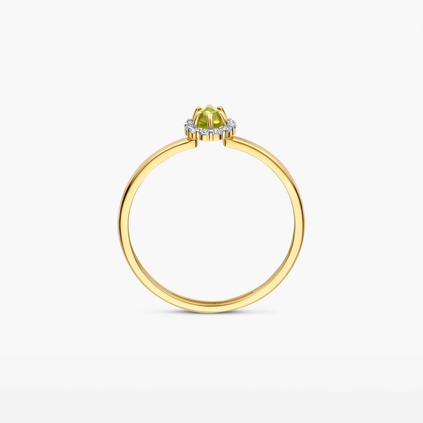 Ring mit grünem Peridot und Zirkonia in Pavé-Fassung