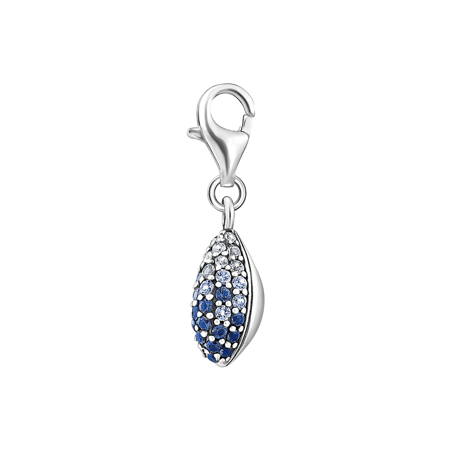 Charm-Anhänger Muschel mit blauen Steinen silber