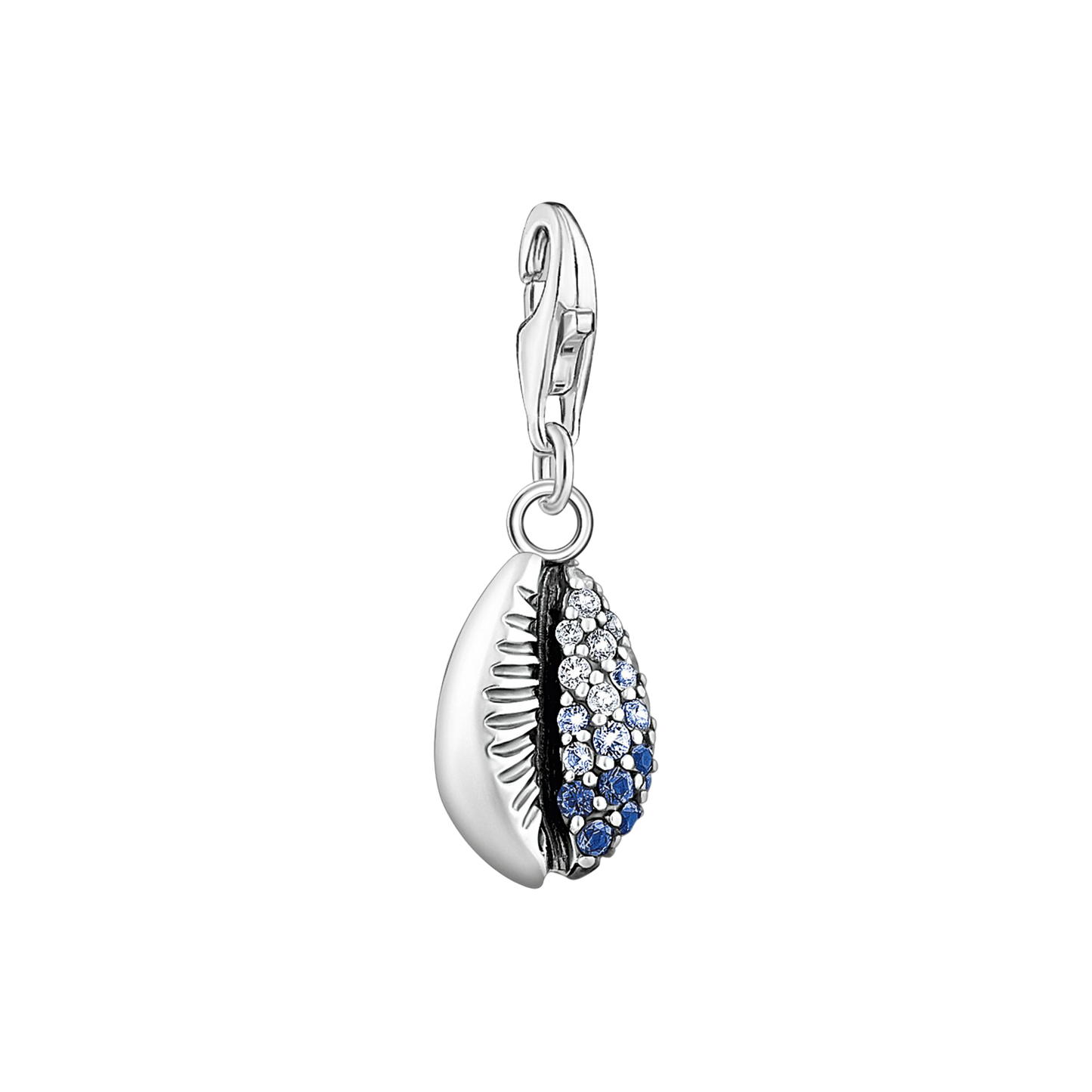 Charm-Anhänger Muschel mit blauen Steinen silber