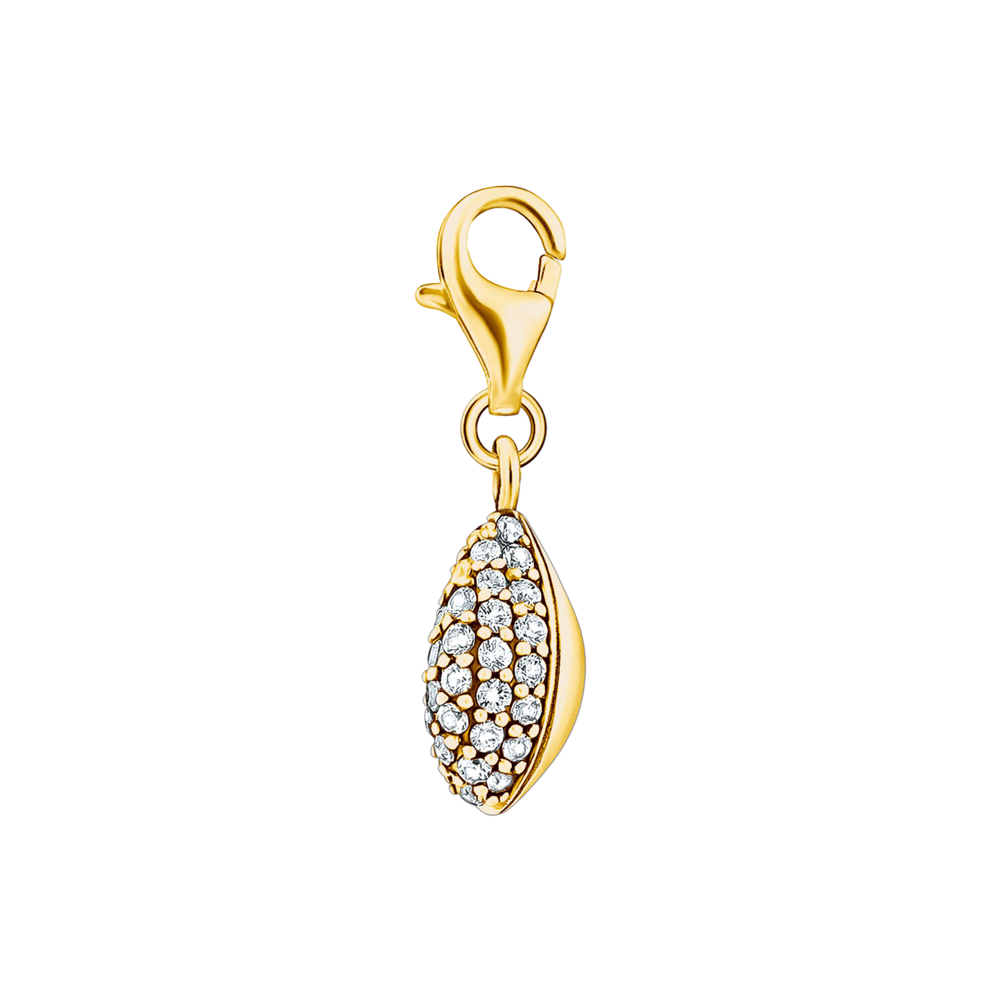 Charm-Anhänger Muschel mit weißen Steinen gold