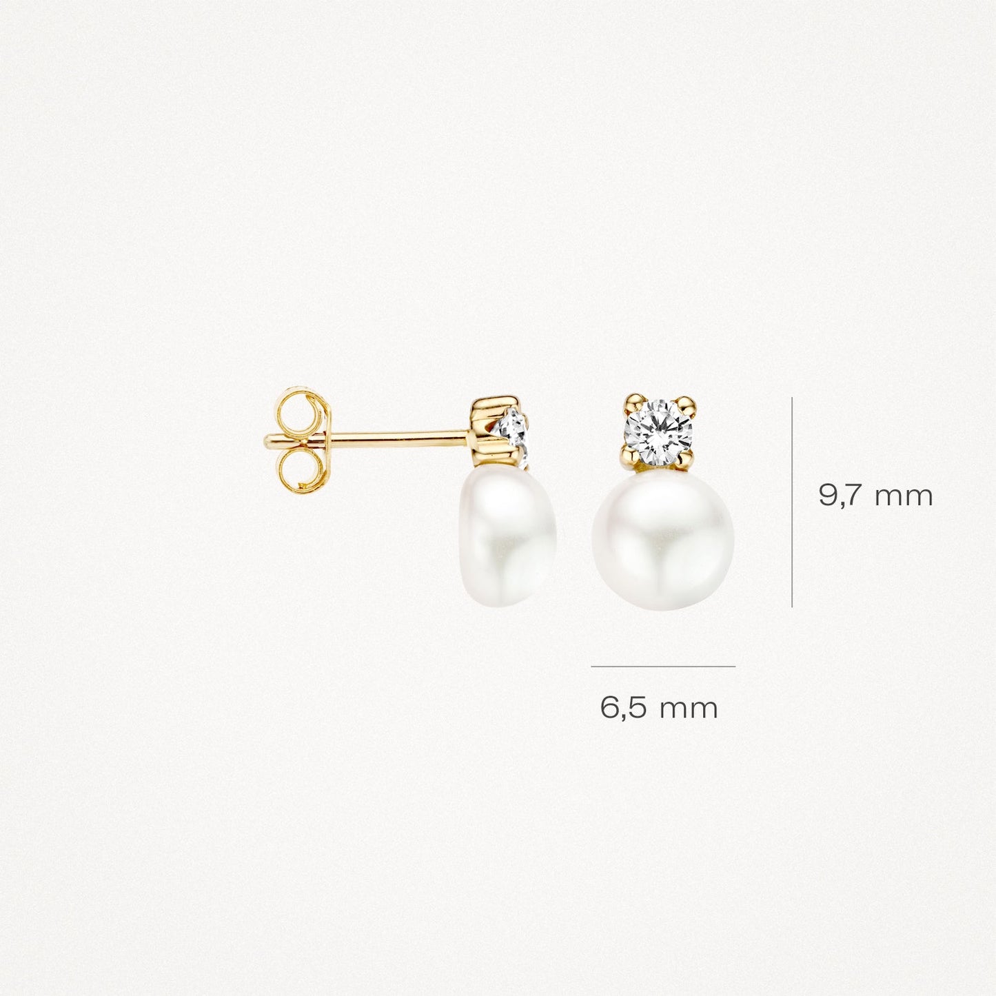 Ohrstecker Perle & Zirkonia aus 585 Gold - PERDONA