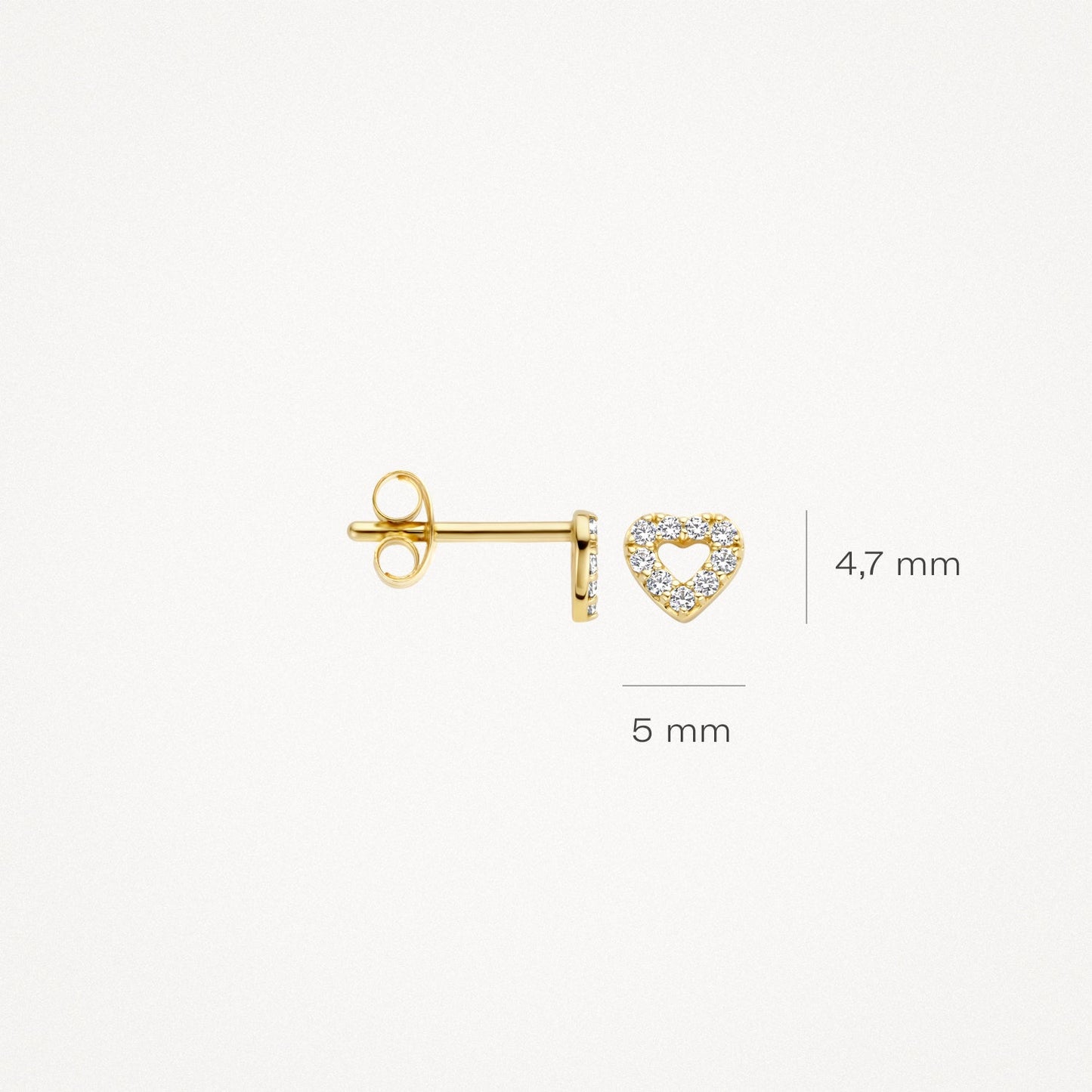 Herzförmige Ohrstecker mit Pavé-Zirkonia aus 585 Gold
