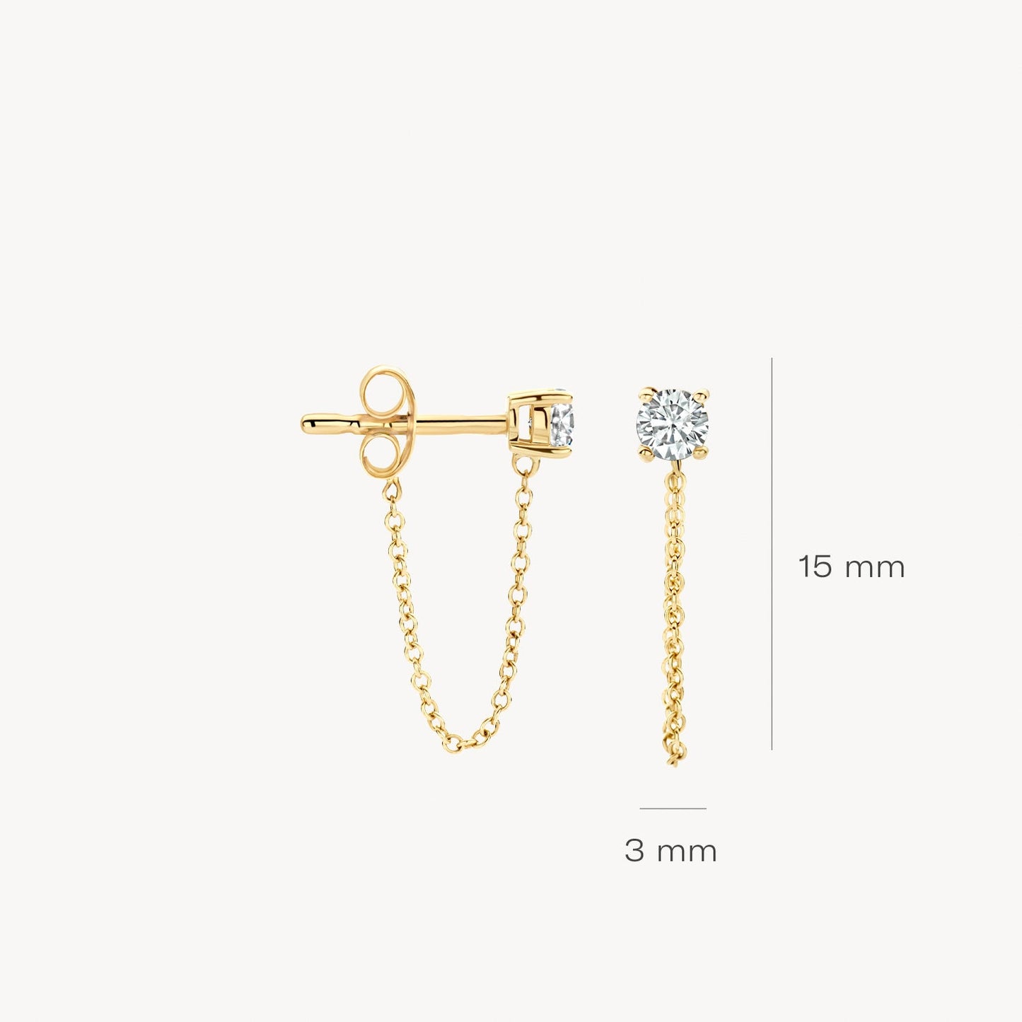 Ohrstecker mit Kette aus 585 Gold