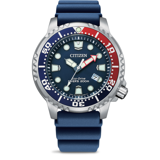 Promaster Eco-Drive Taucher blau-rot - PERDONA