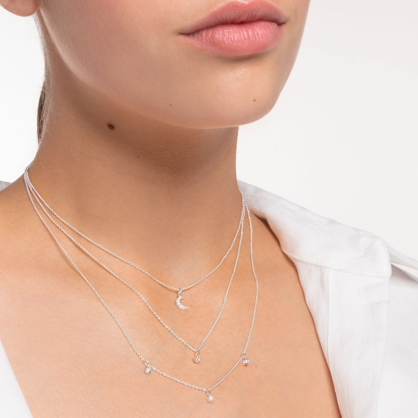 Kette Mond Pavé silber