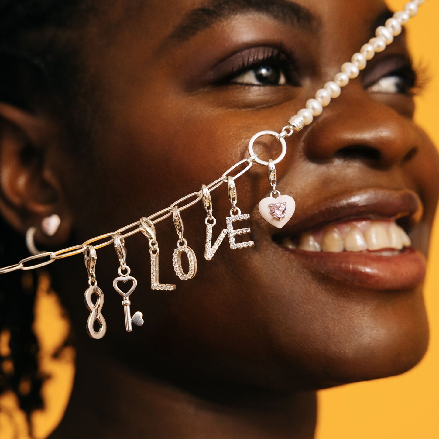 Charm-Anhänger Herz mit pinkem Stein Silber - PERDONA