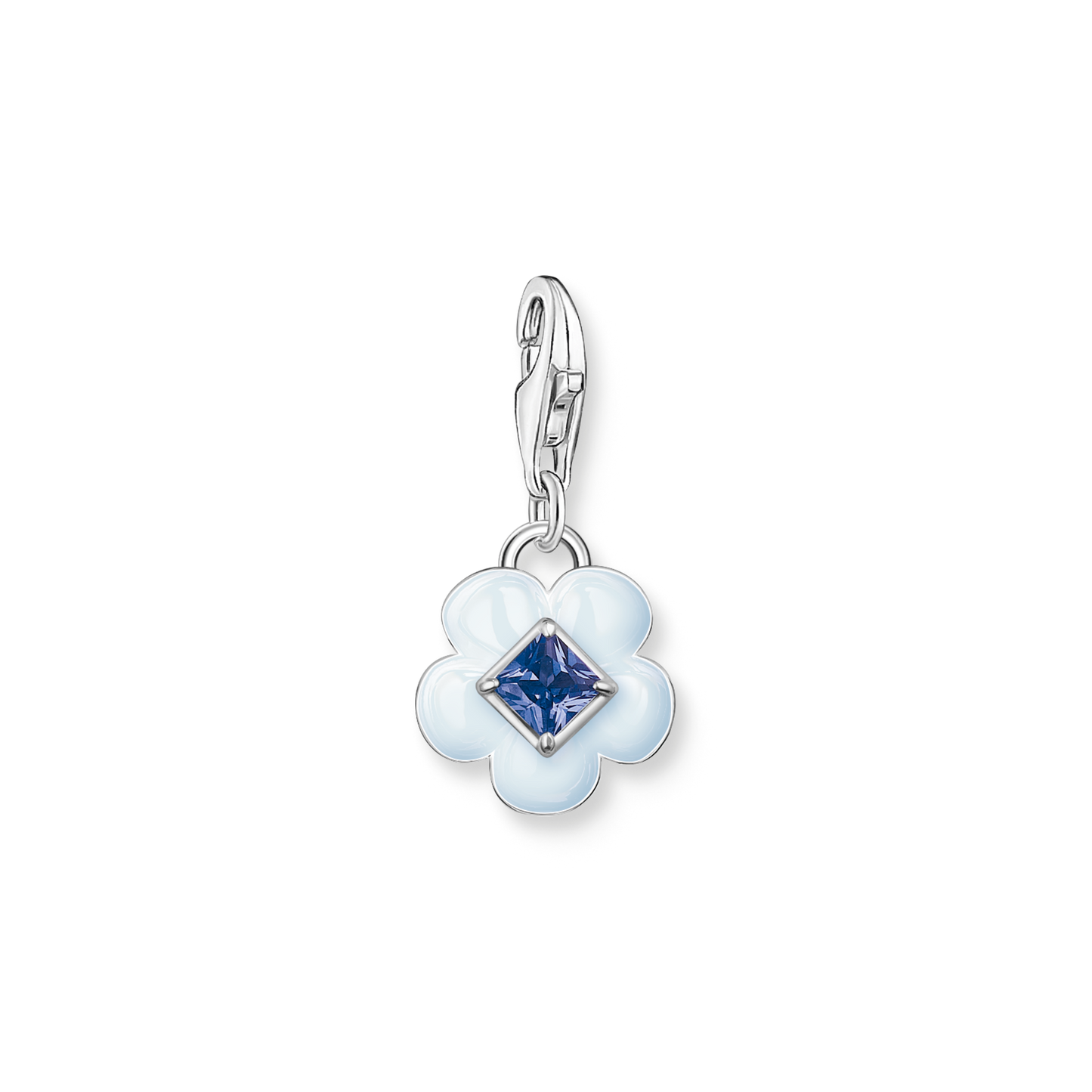 Charm-Anhänger Blume mit blauem Stein Silber - PERDONA
