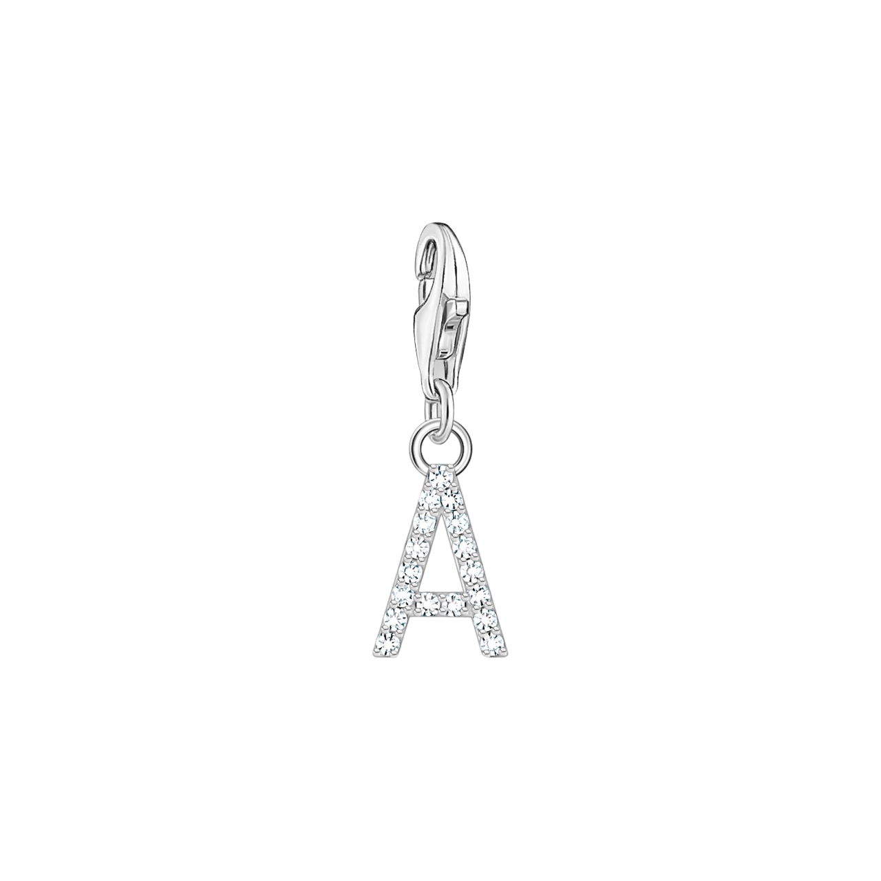 A-Z Charm-Anhänger Buchstabe sibler mit weißen Steinen