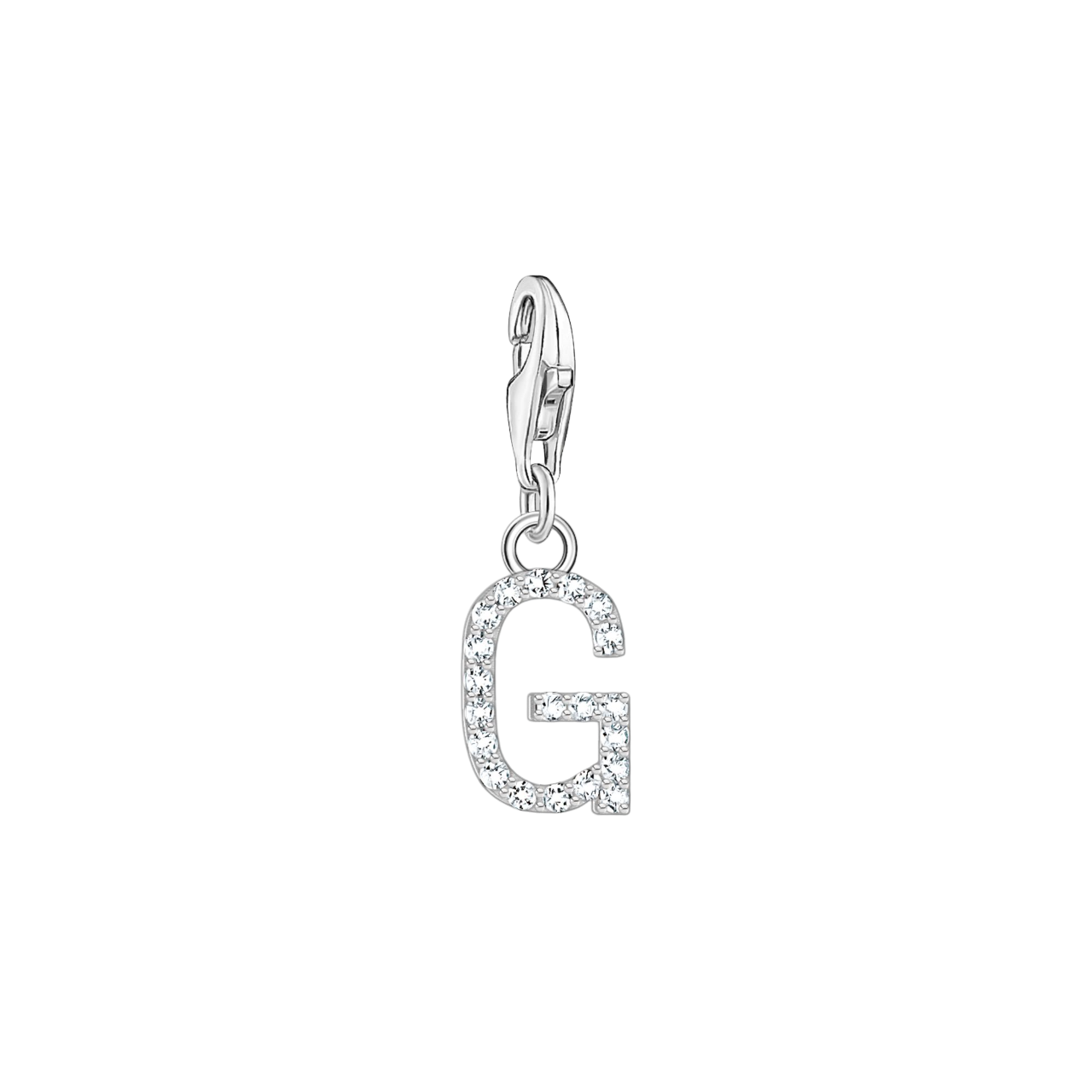 A-Z Charm-Anhänger Buchstabe sibler mit weißen Steinen