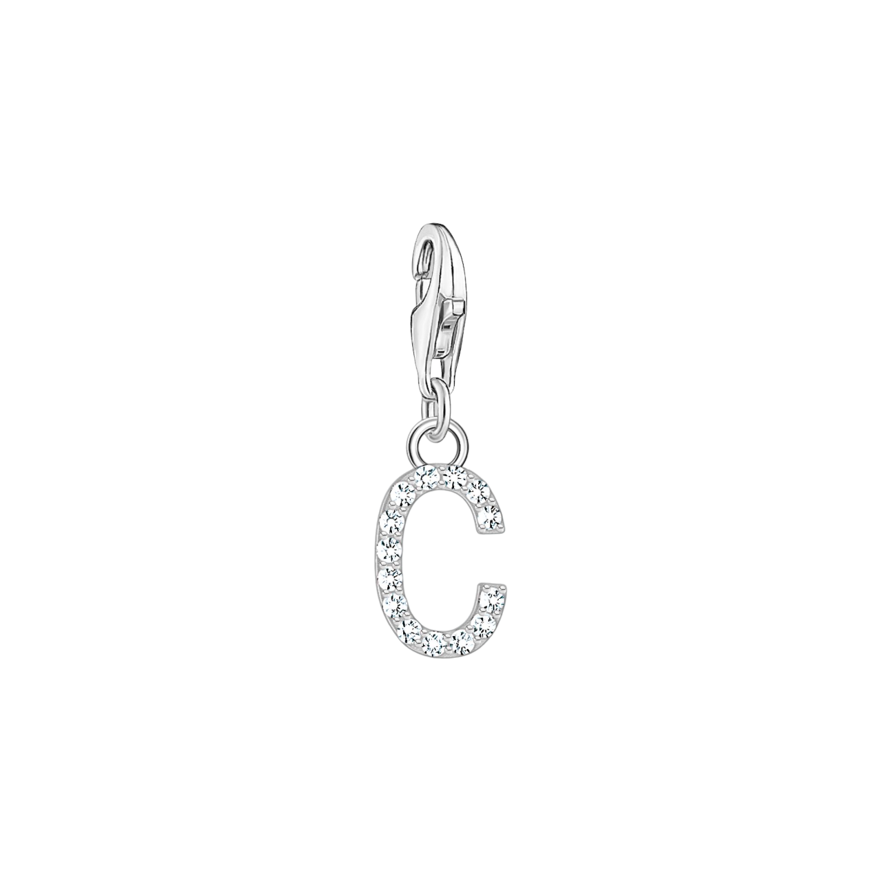 A-Z Charm-Anhänger Buchstabe sibler mit weißen Steinen