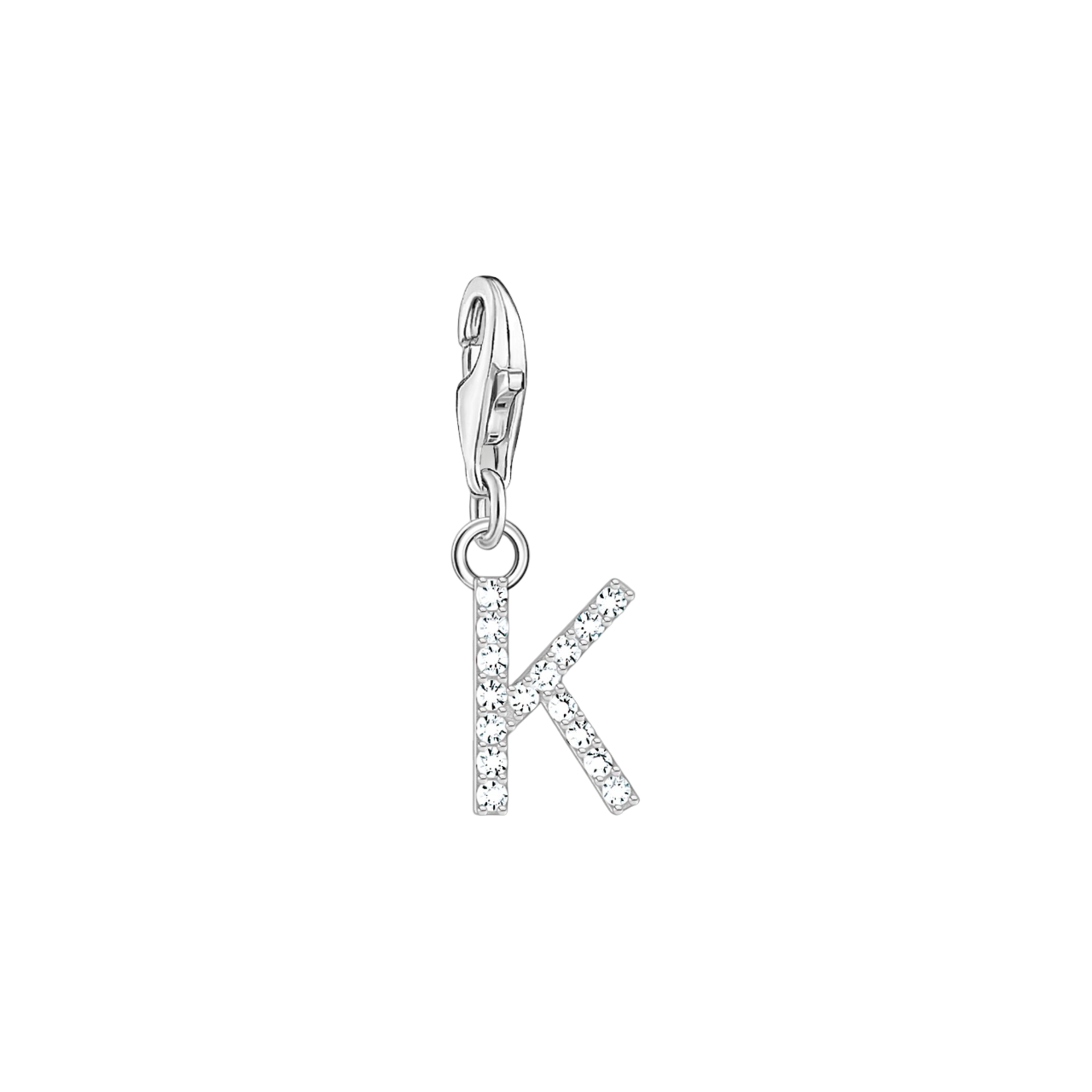 A-Z Charm-Anhänger Buchstabe sibler mit weißen Steinen
