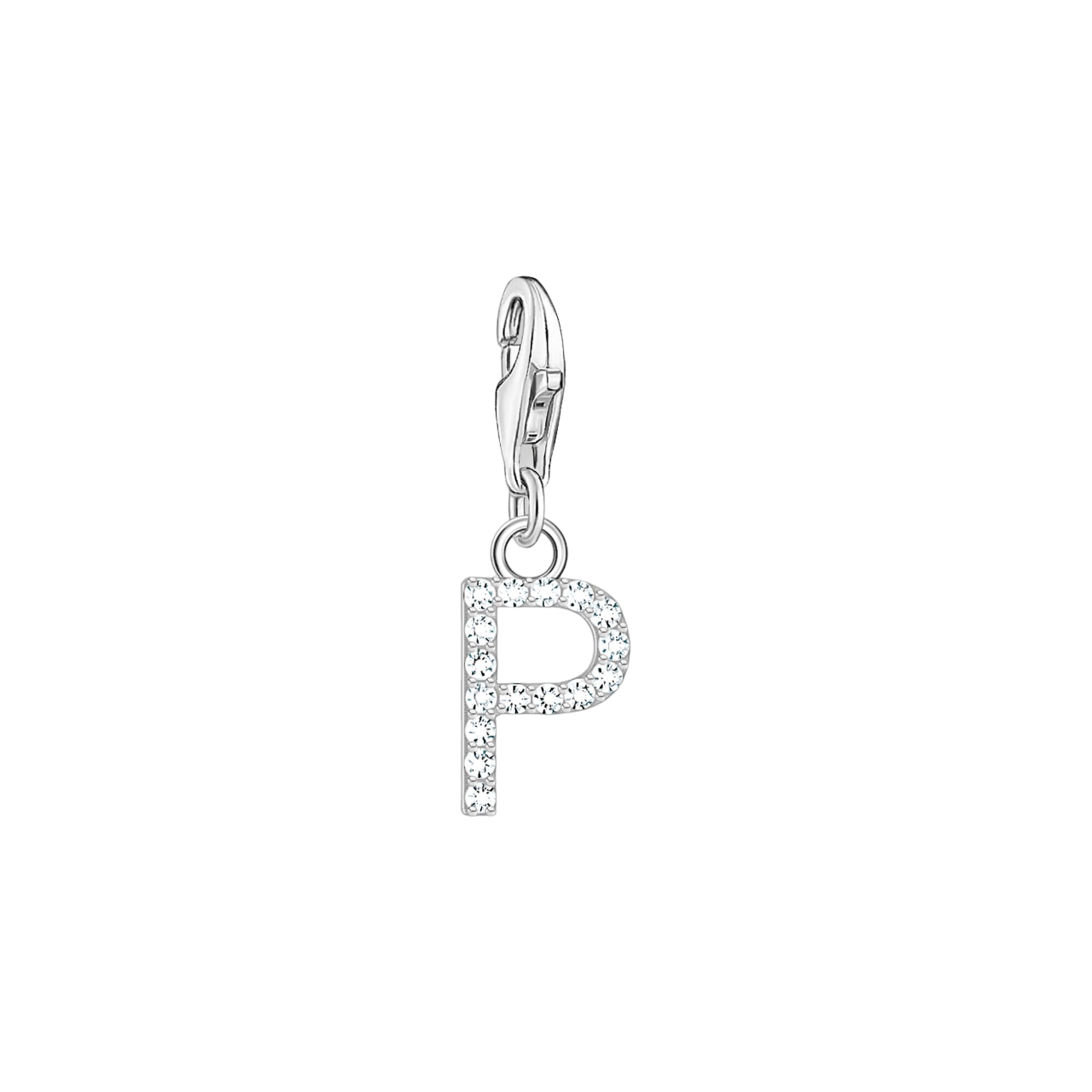A-Z Charm-Anhänger Buchstabe sibler mit weißen Steinen