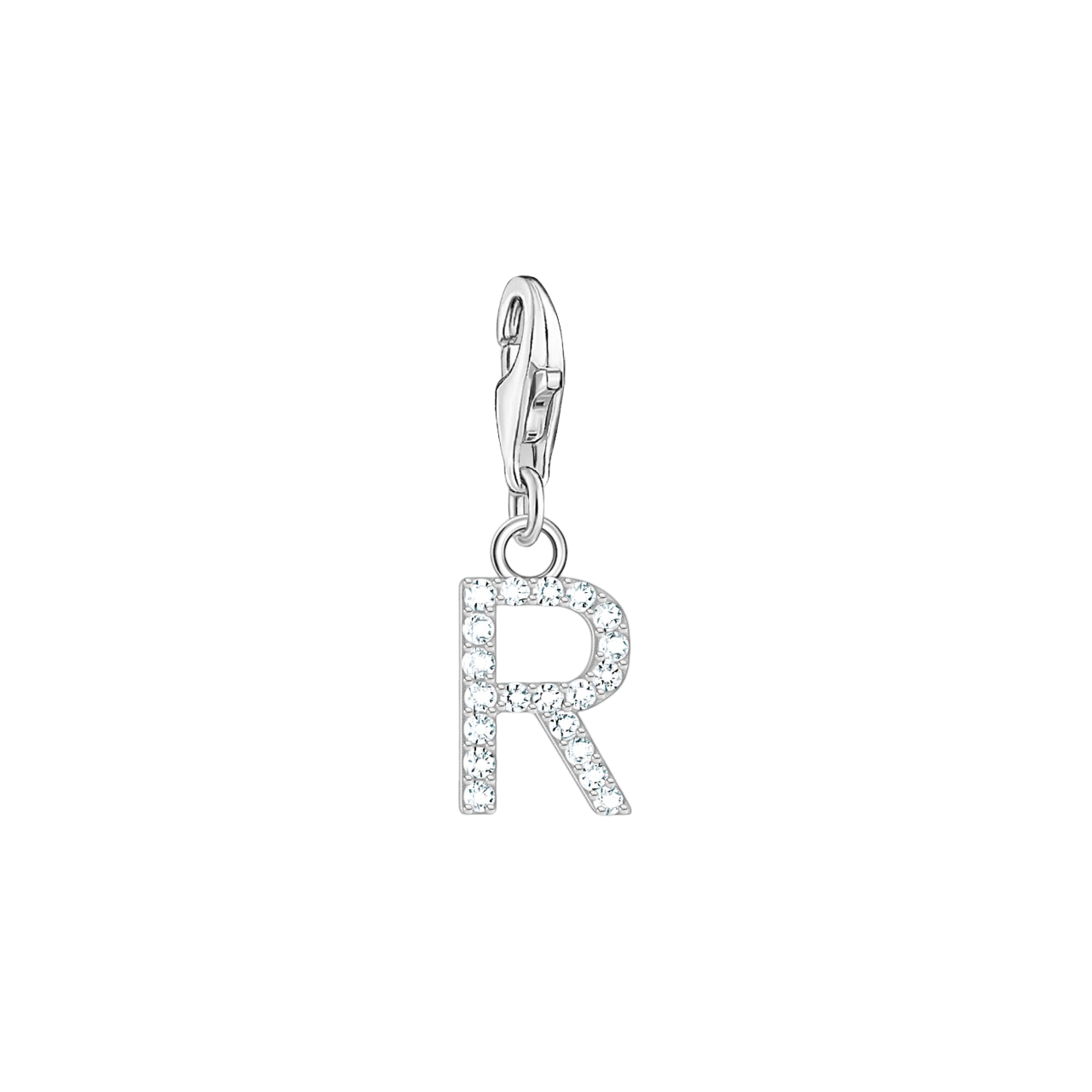A-Z Charm-Anhänger Buchstabe sibler mit weißen Steinen