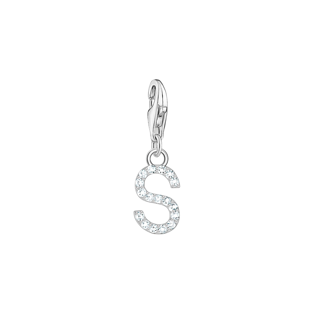 A-Z Charm-Anhänger Buchstabe sibler mit weißen Steinen