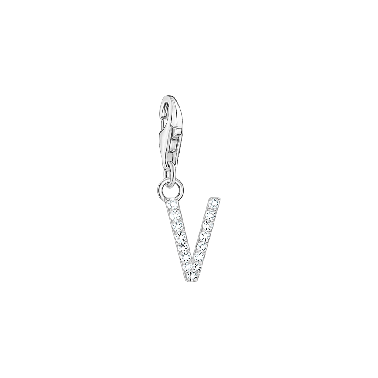 A-Z Charm-Anhänger Buchstabe sibler mit weißen Steinen