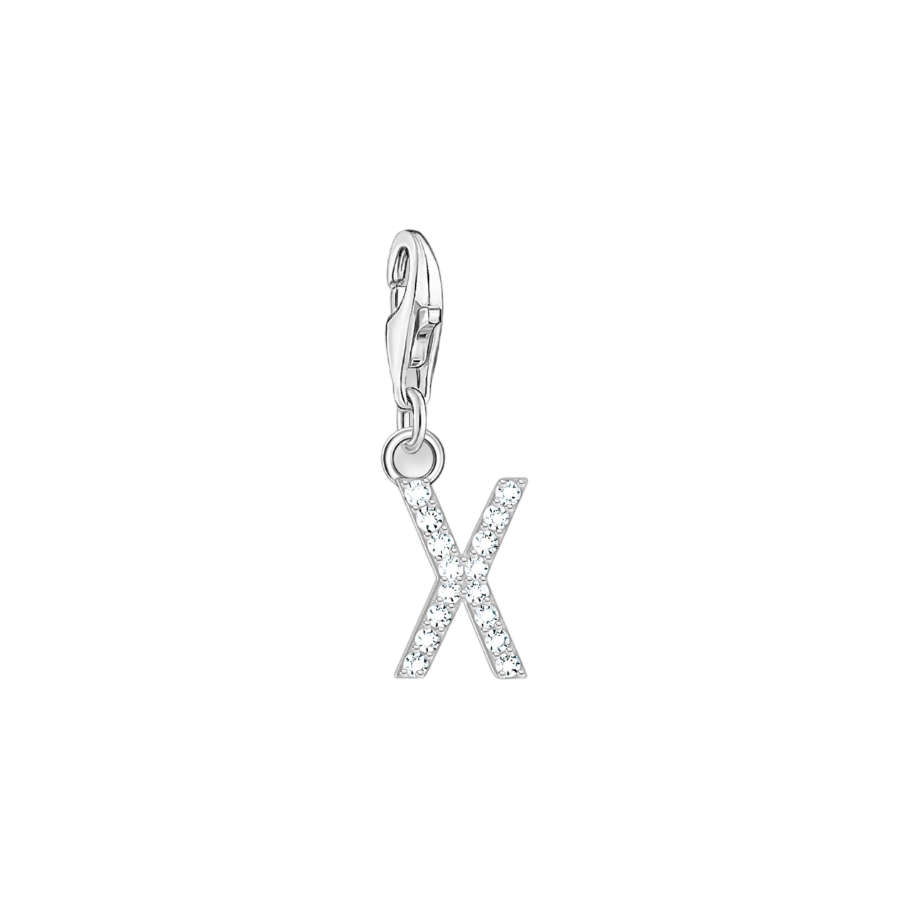 A-Z Charm-Anhänger Buchstabe sibler mit weißen Steinen