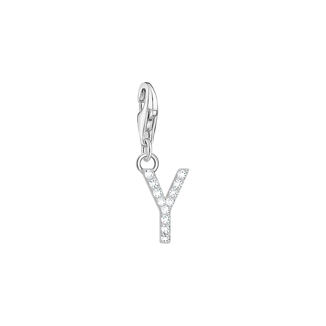 A-Z Charm-Anhänger Buchstabe sibler mit weißen Steinen