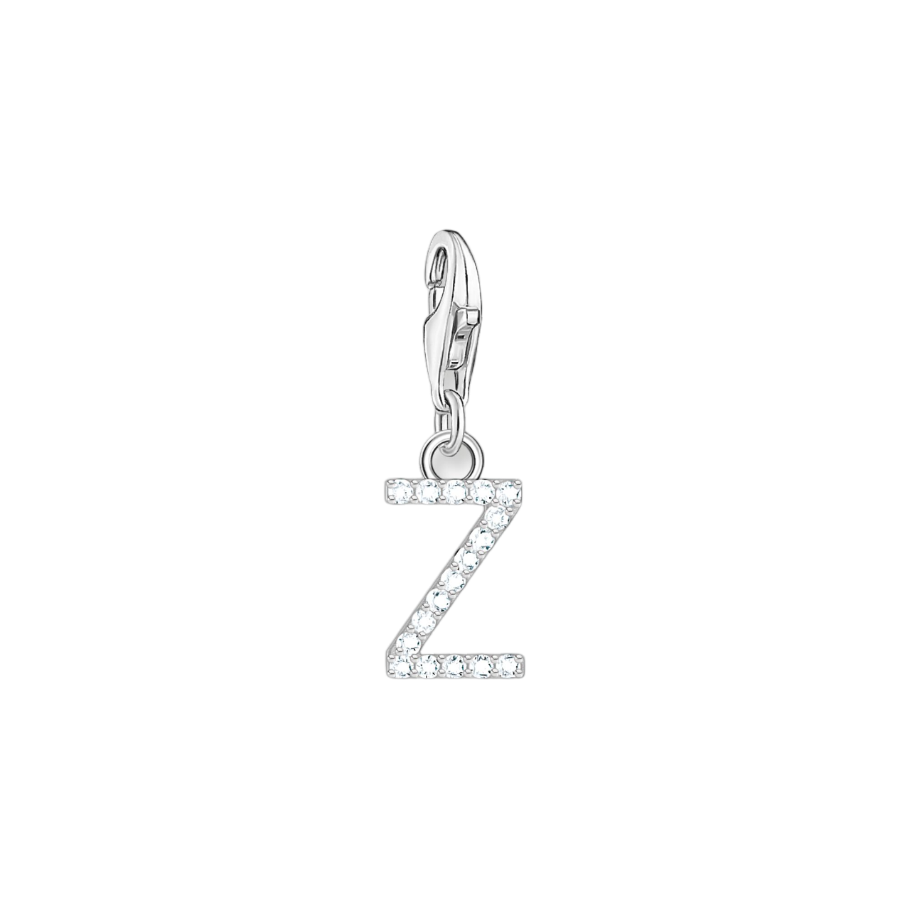 A-Z Charm-Anhänger Buchstabe sibler mit weißen Steinen