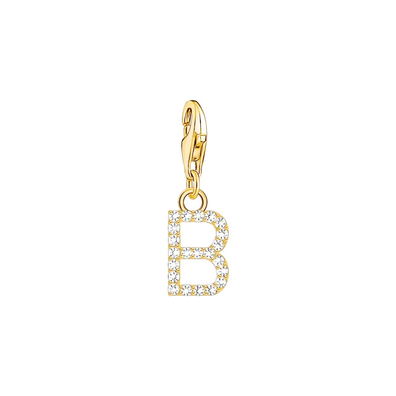 A-Z Charm-Anhänger Buchstabe vergoldet mit weißen Steinen
