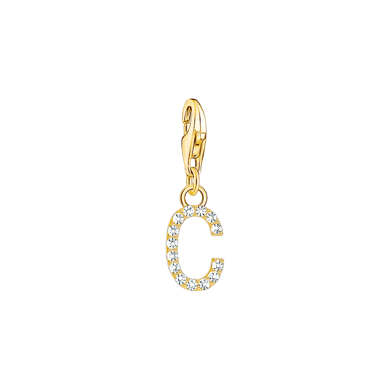 A-Z Charm-Anhänger Buchstabe vergoldet mit weißen Steinen
