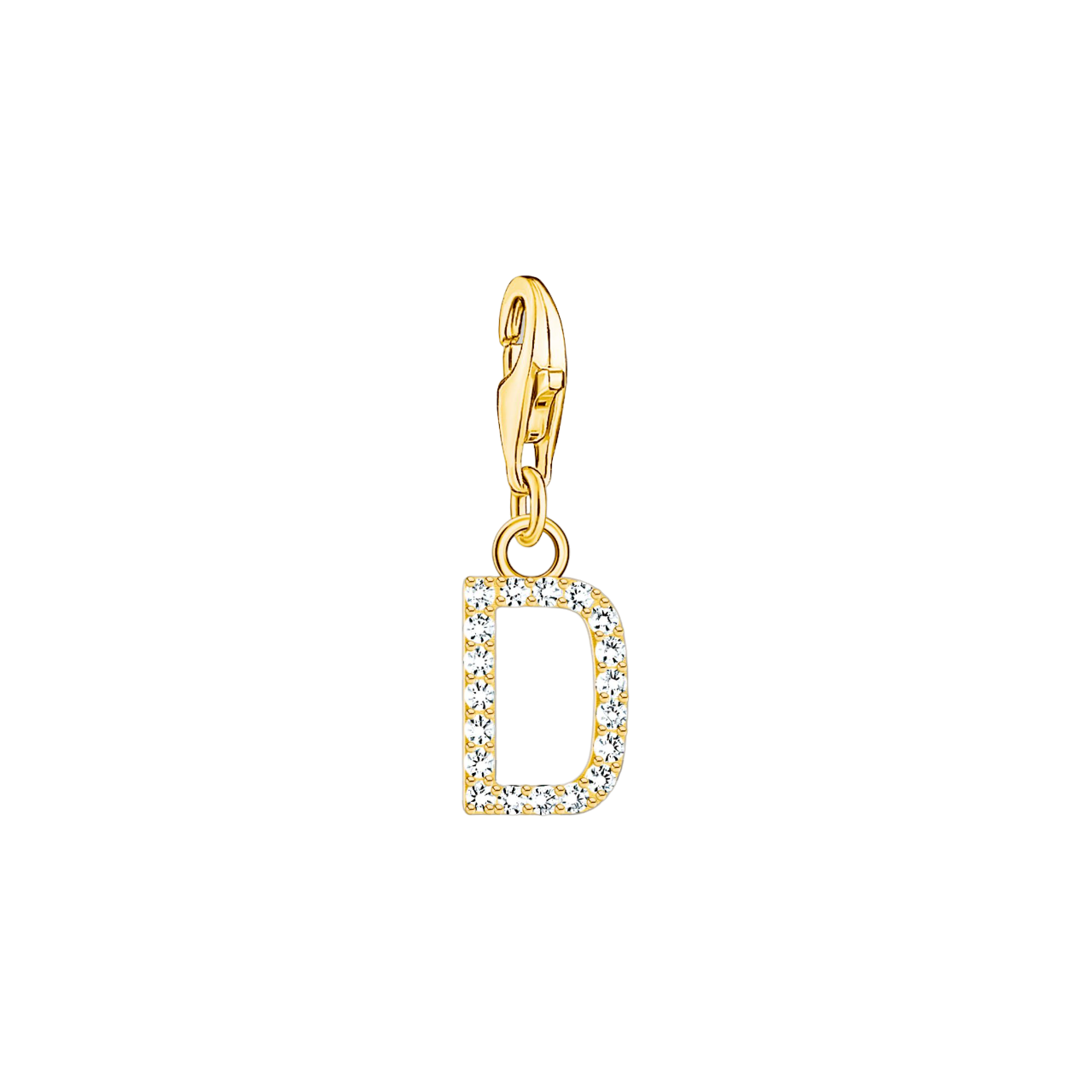 A-Z Charm-Anhänger Buchstabe vergoldet mit weißen Steinen