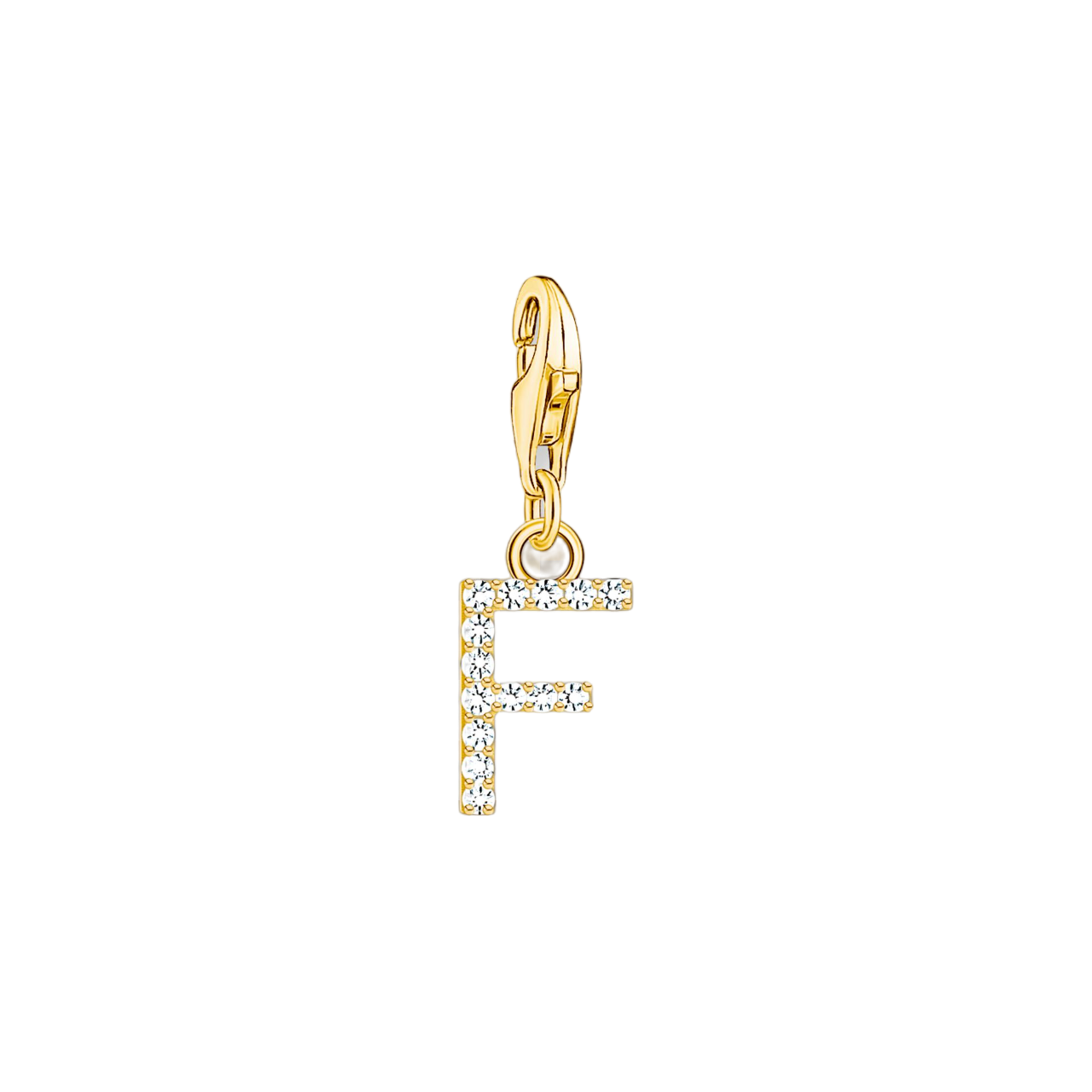 A-Z Charm-Anhänger Buchstabe vergoldet mit weißen Steinen