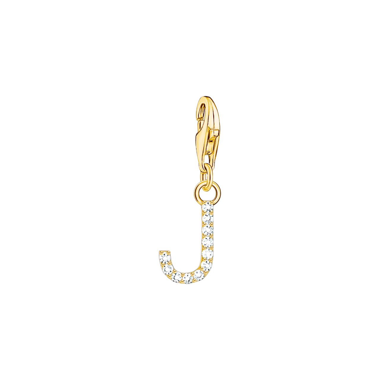 A-Z Charm-Anhänger Buchstabe vergoldet mit weißen Steinen