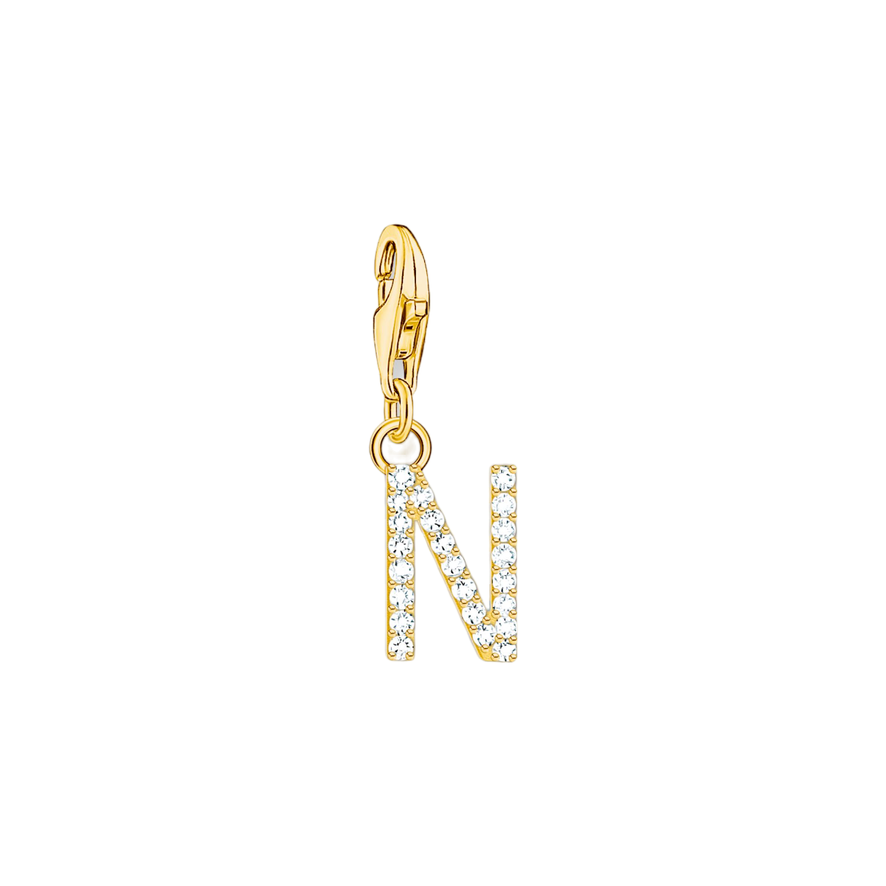 A-Z Charm-Anhänger Buchstabe vergoldet mit weißen Steinen