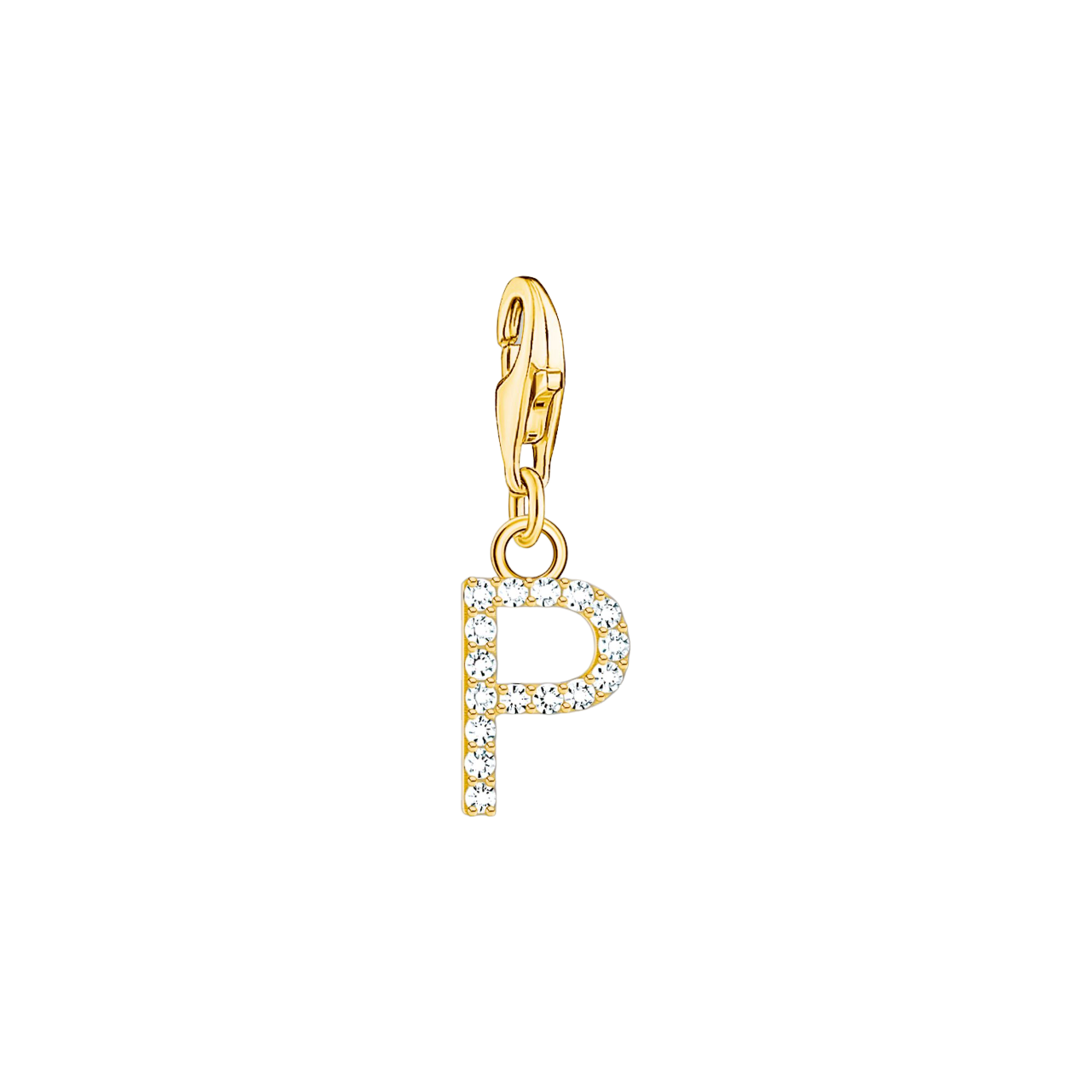 A-Z Charm-Anhänger Buchstabe vergoldet mit weißen Steinen