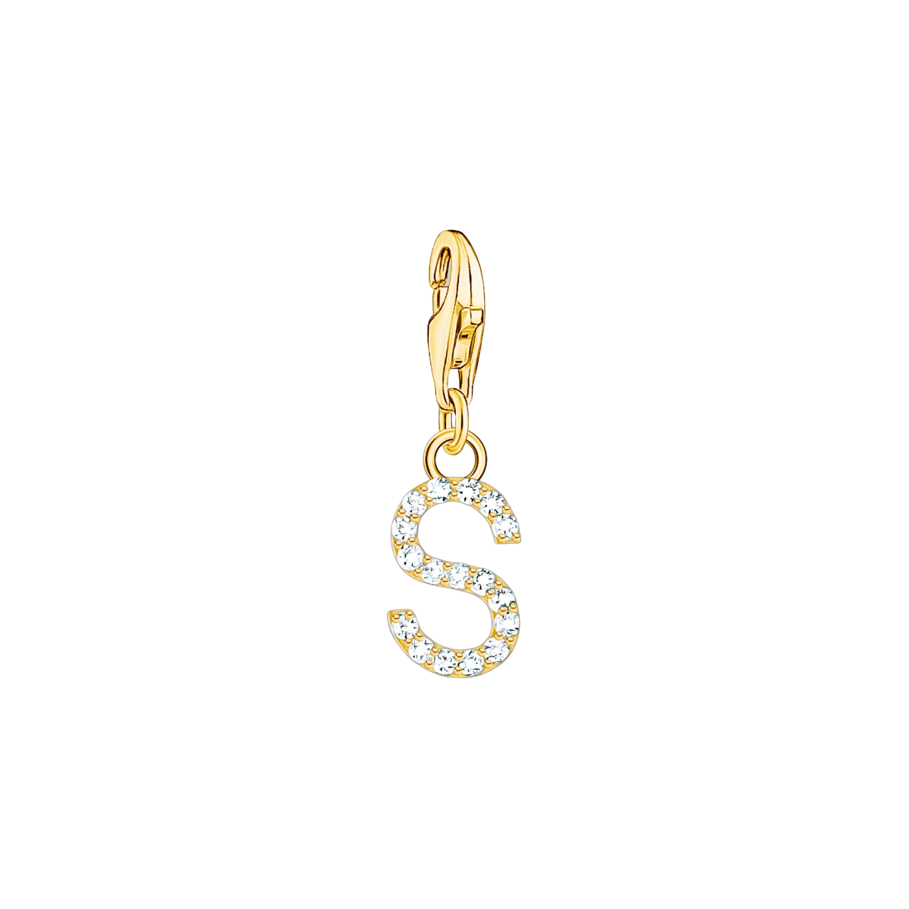 A-Z Charm-Anhänger Buchstabe vergoldet mit weißen Steinen