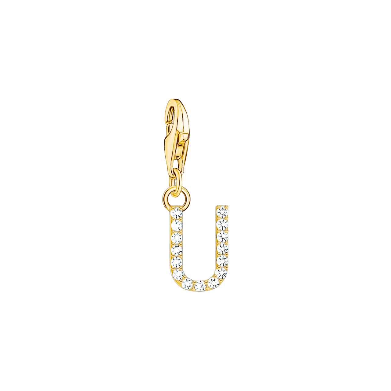 A-Z Charm-Anhänger Buchstabe vergoldet mit weißen Steinen