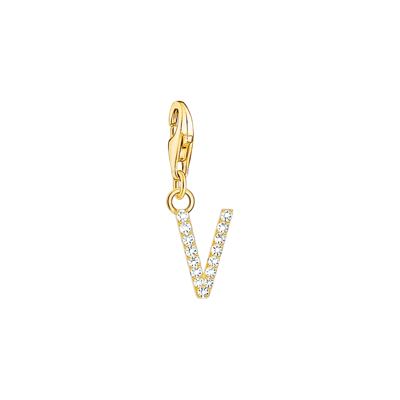 A-Z Charm-Anhänger Buchstabe vergoldet mit weißen Steinen