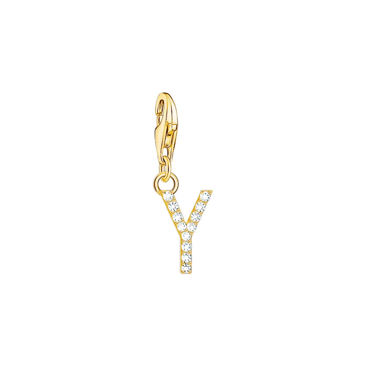 A-Z Charm-Anhänger Buchstabe vergoldet mit weißen Steinen