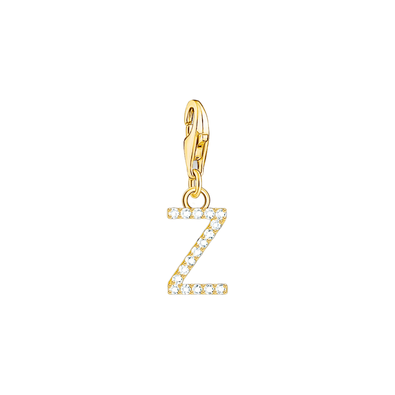 A-Z Charm-Anhänger Buchstabe vergoldet mit weißen Steinen