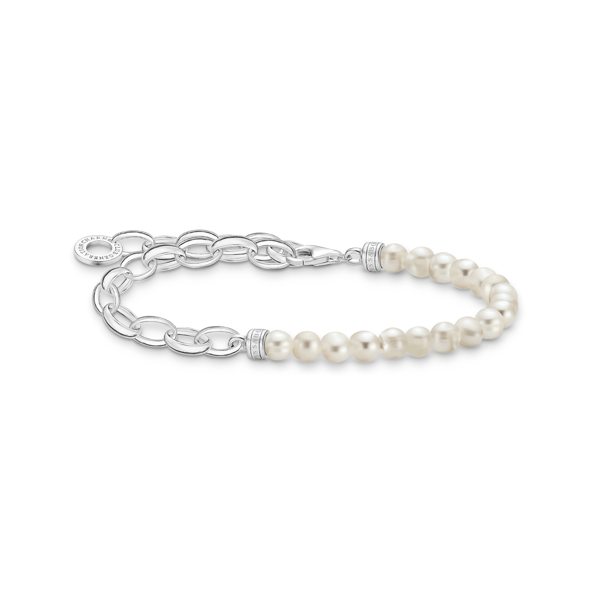 Charm-Armband mit weißen Perlen - PERDONA
