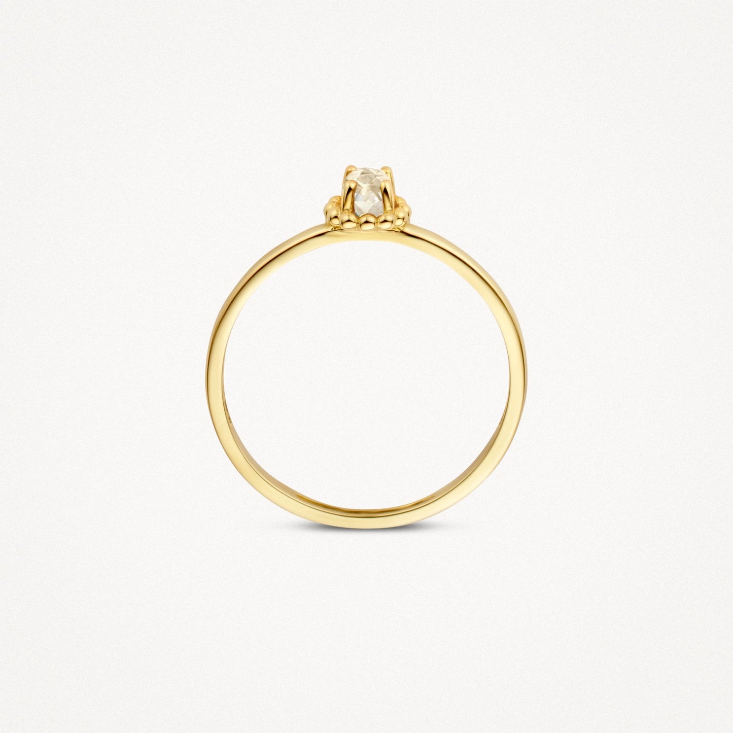 Ring mit weißem Topas in Fassung mit Kugeloptik