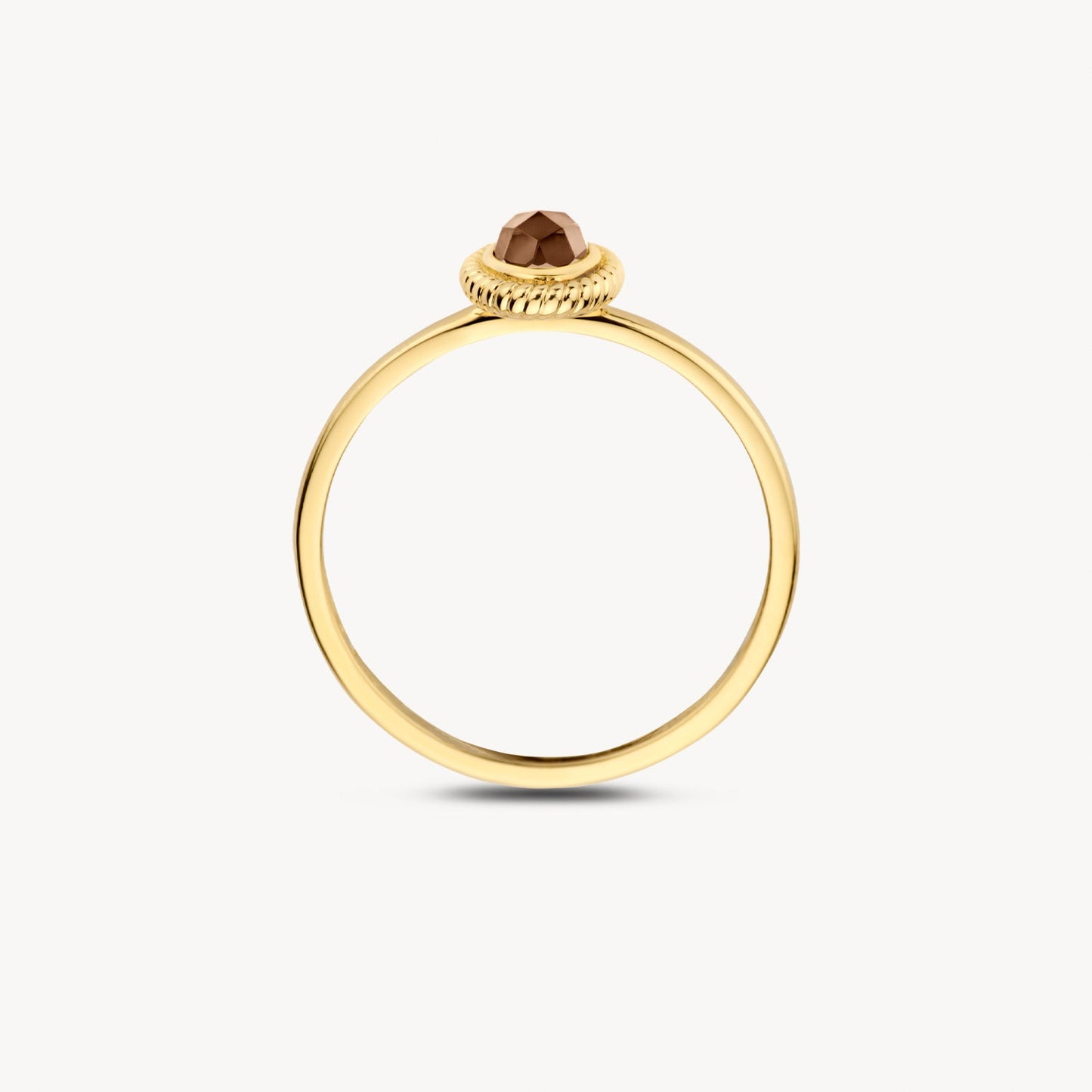 Ring mit Perlmutt und Rauchquarz mit Kordelrand