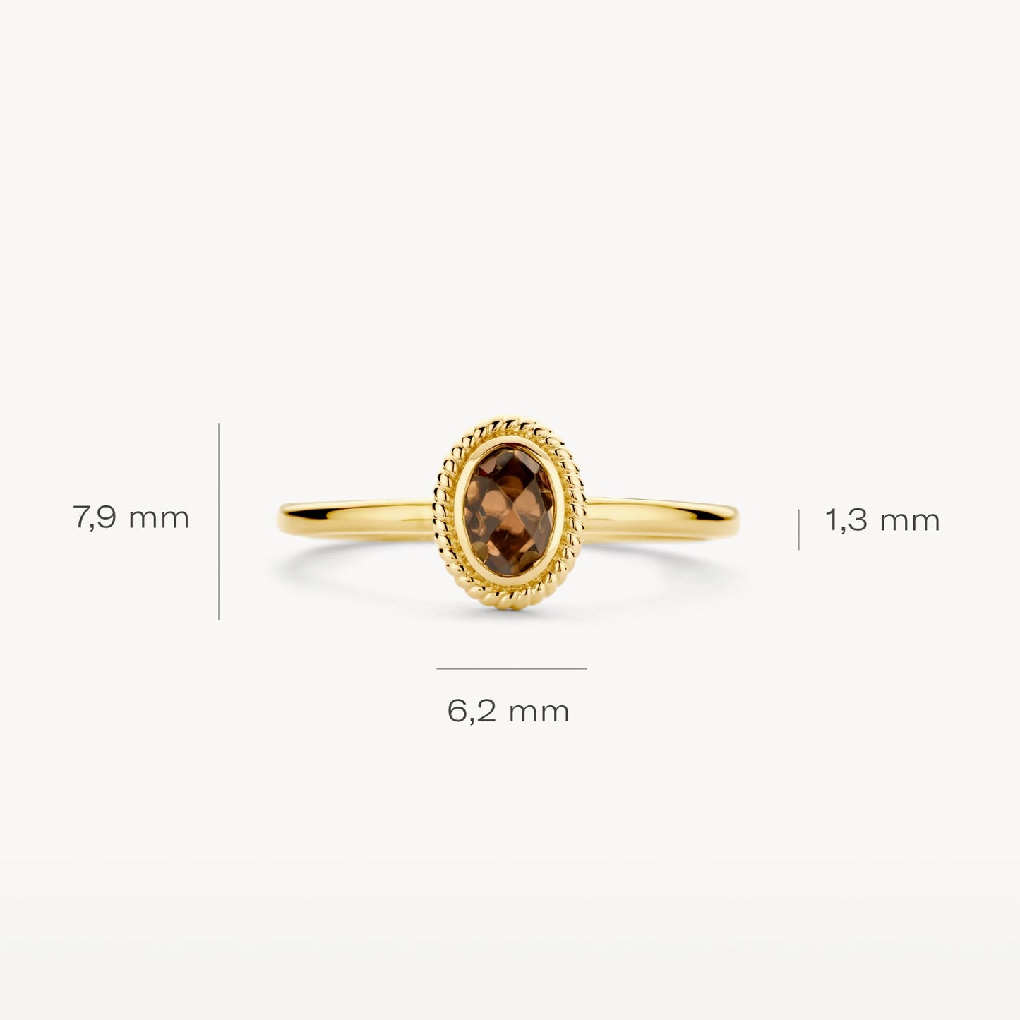 Ring mit Perlmutt und Rauchquarz mit Kordelrand