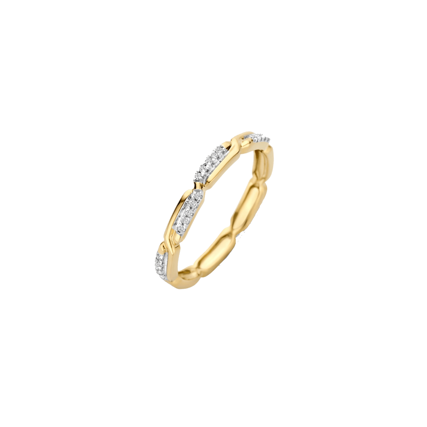 Ring mit Gliederoptik und Entourage-Fassung
