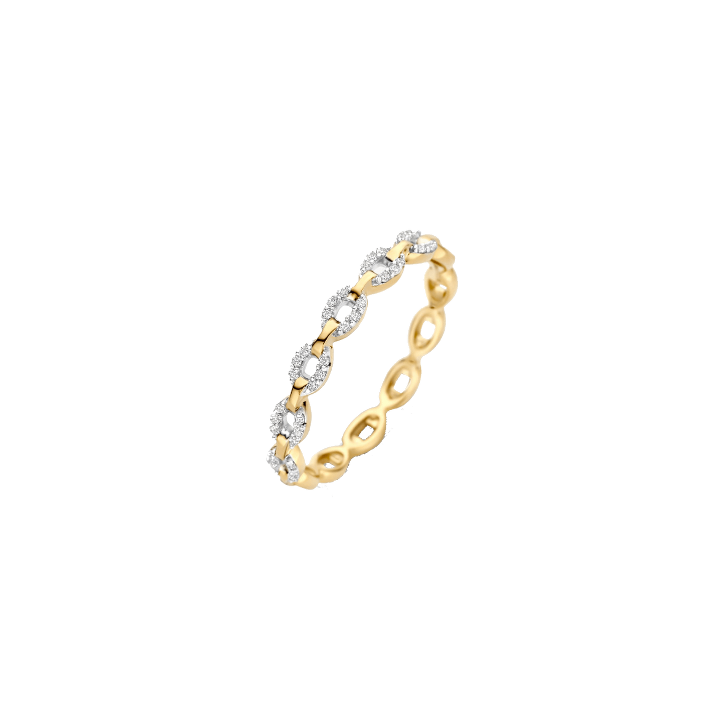 Ring mit Gliederoptik und Pavé-Fassung