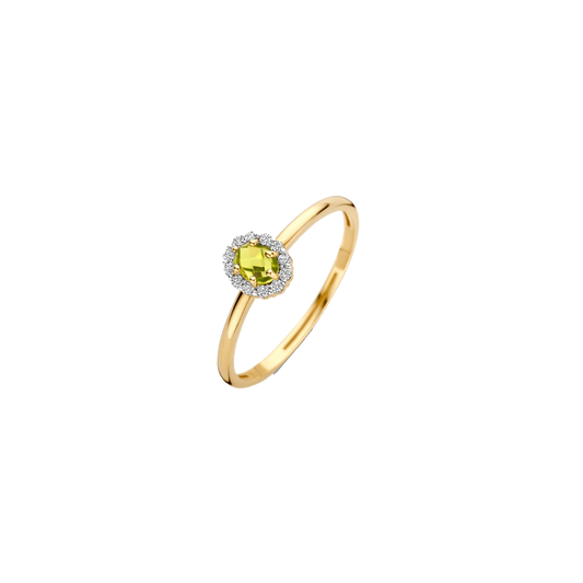 Ring mit grünem Peridot und Zirkonia in Pavé-Fassung - PERDONA