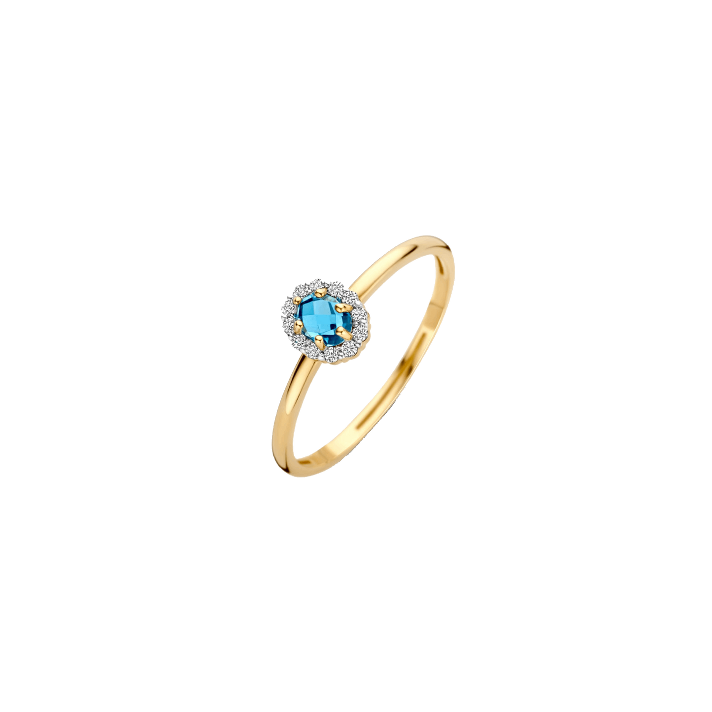 Ring mit Schweizer Blautopas und Zirkonia in Pavé-Fassung