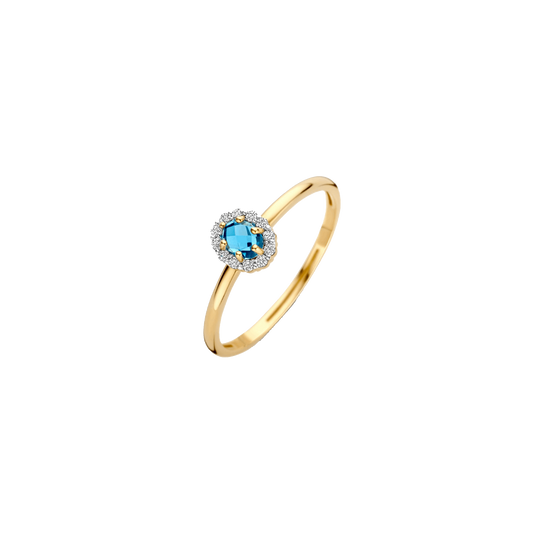Ring mit Schweizer Blautopas und Zirkonia in Pavé-Fassung - PERDONA