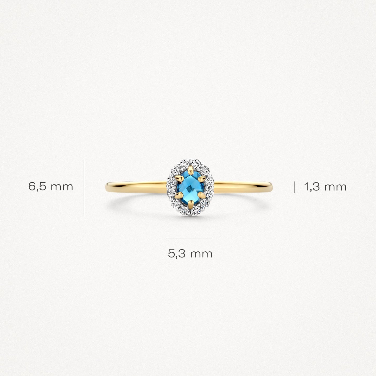 Ring mit Schweizer Blautopas und Zirkonia in Pavé-Fassung