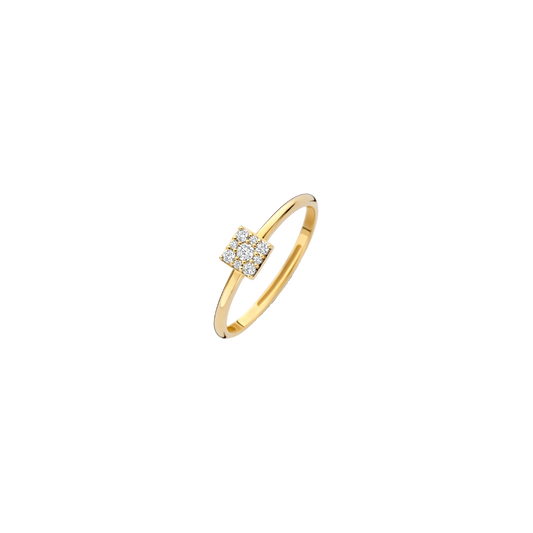 Zirkonia-Ring mit viereckigem Pavé-Element - PERDONA