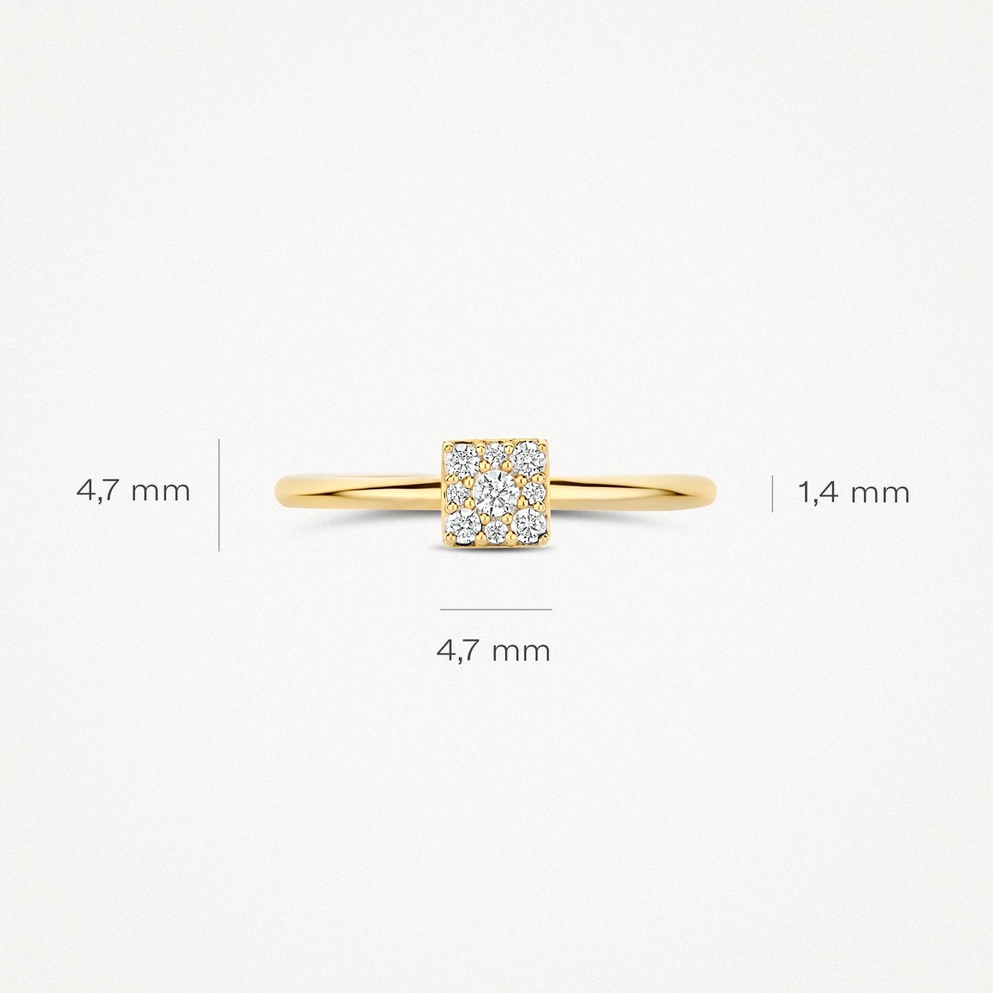 Zirkonia-Ring mit viereckigem Pavé-Element
