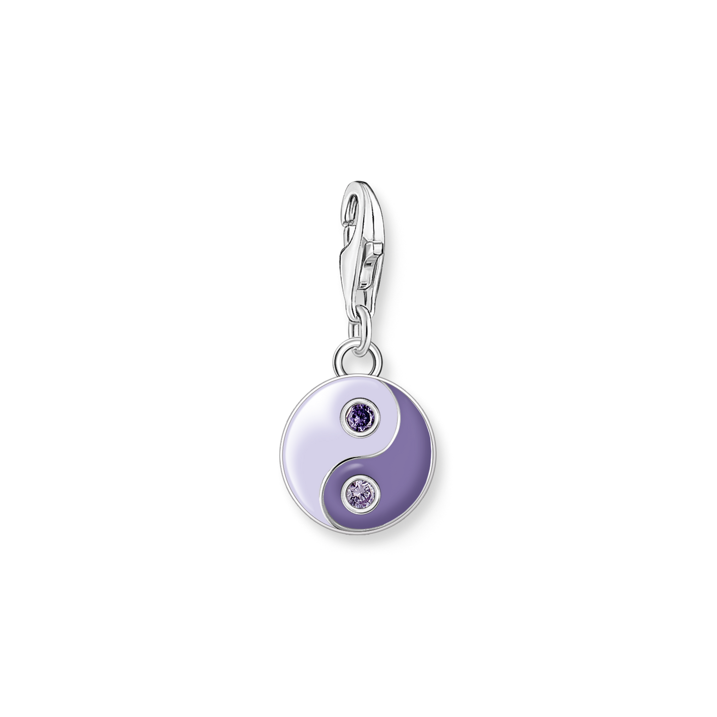 Charm-Anhänger violetter Yin & Yang Silber