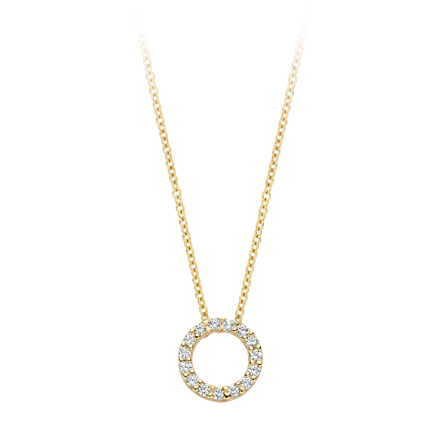 Halskette Kreisform Zirkonia in 585 Gold