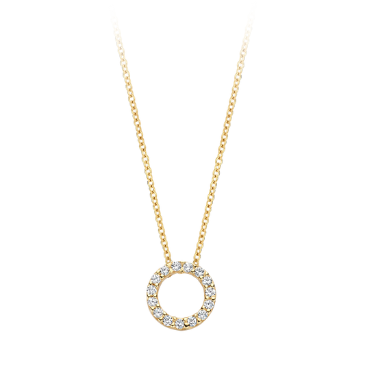 Halskette Kreisform Zirkonia in 585 Gold - PERDONA