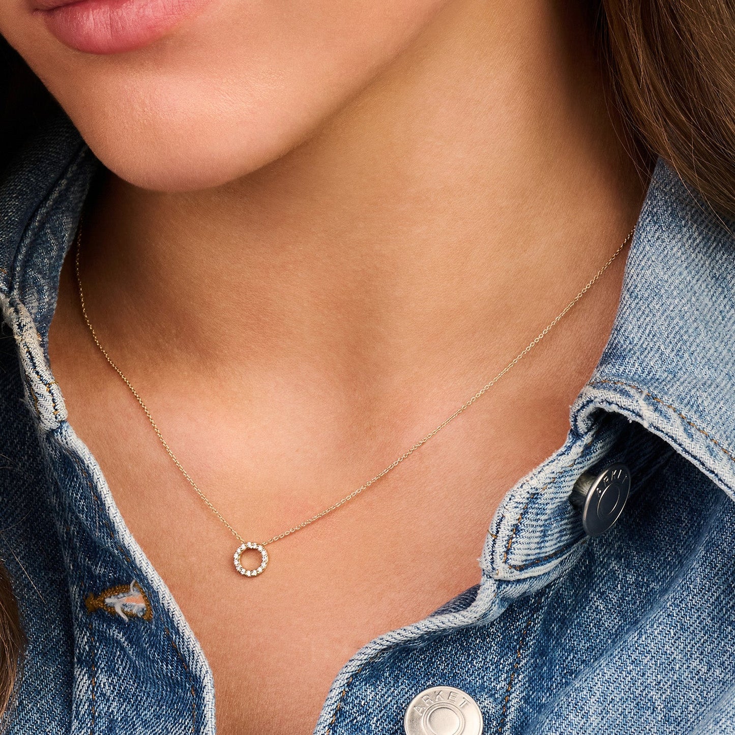 Halskette Kreisform Zirkonia in 585 Gold